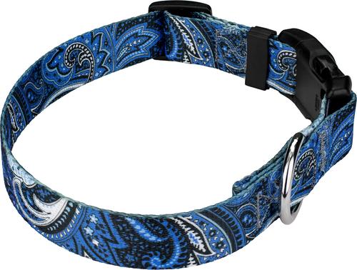 Show full view: Country Brook Design Deluxe Paisley Dog Collar, Blue, Large slide 4 of 5