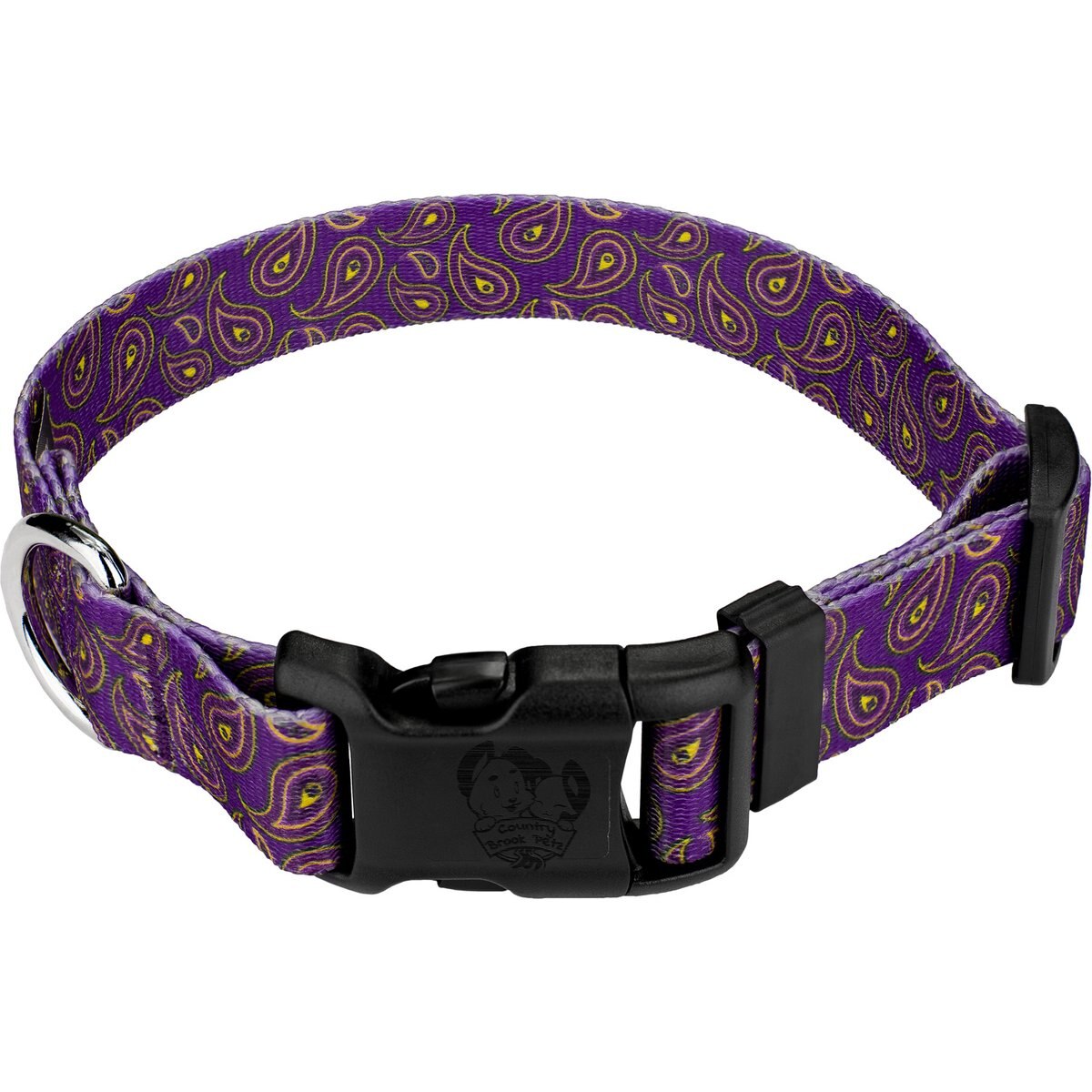 Country Brook Design Deluxe Paisley Dog Collar, Purple, X-Small