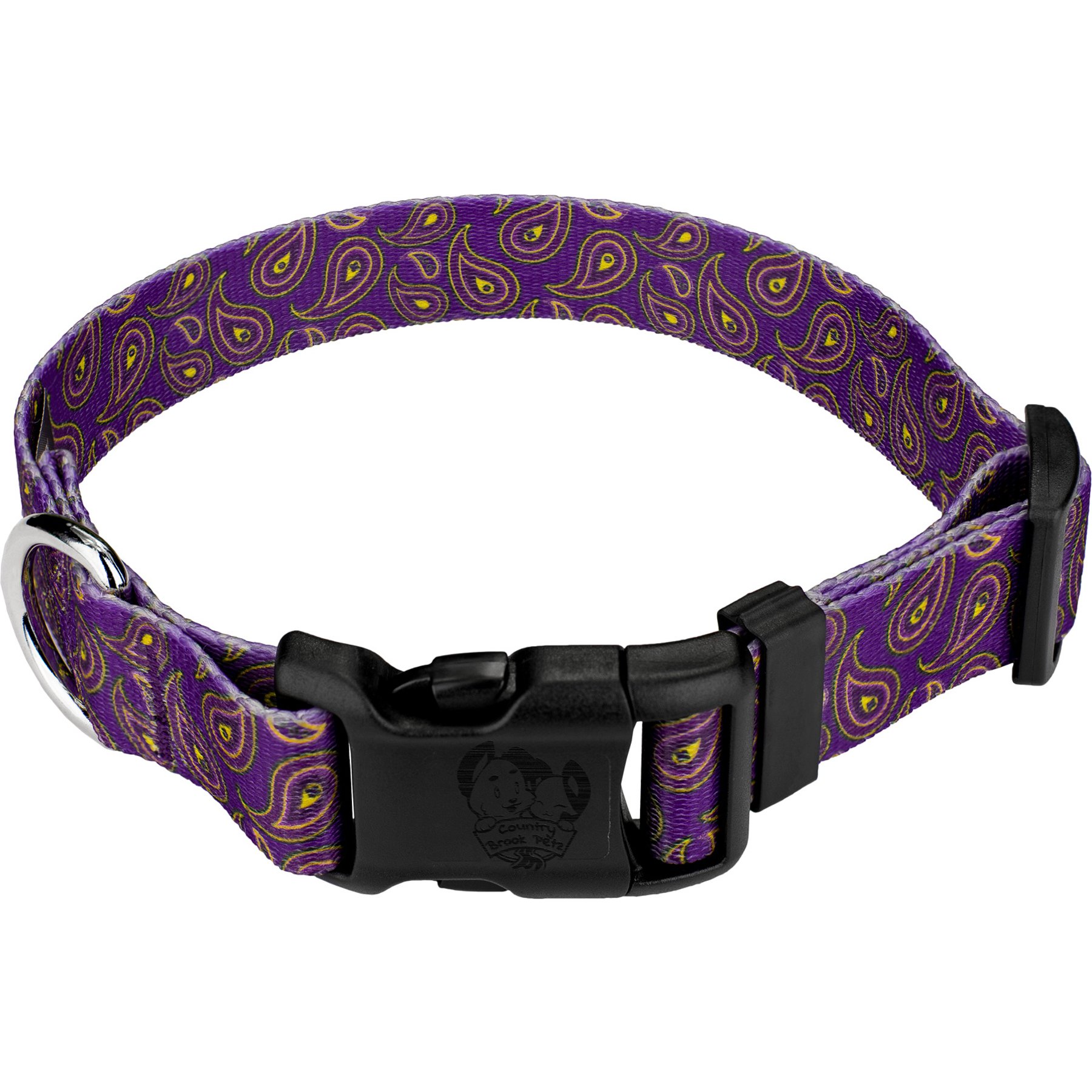 Country Brook Design Deluxe Paisley Dog Collar, Purple, X-Large