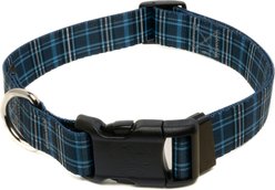 Country Brook Design Deluxe Plaid Dog Collar, Blue, Large