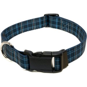 Country Brook Design Deluxe Plaid Dog Collar, Blue, Small
