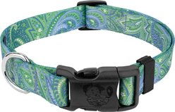 Country Brook Design Deluxe Paisley Dog Collar, Green, X-Small