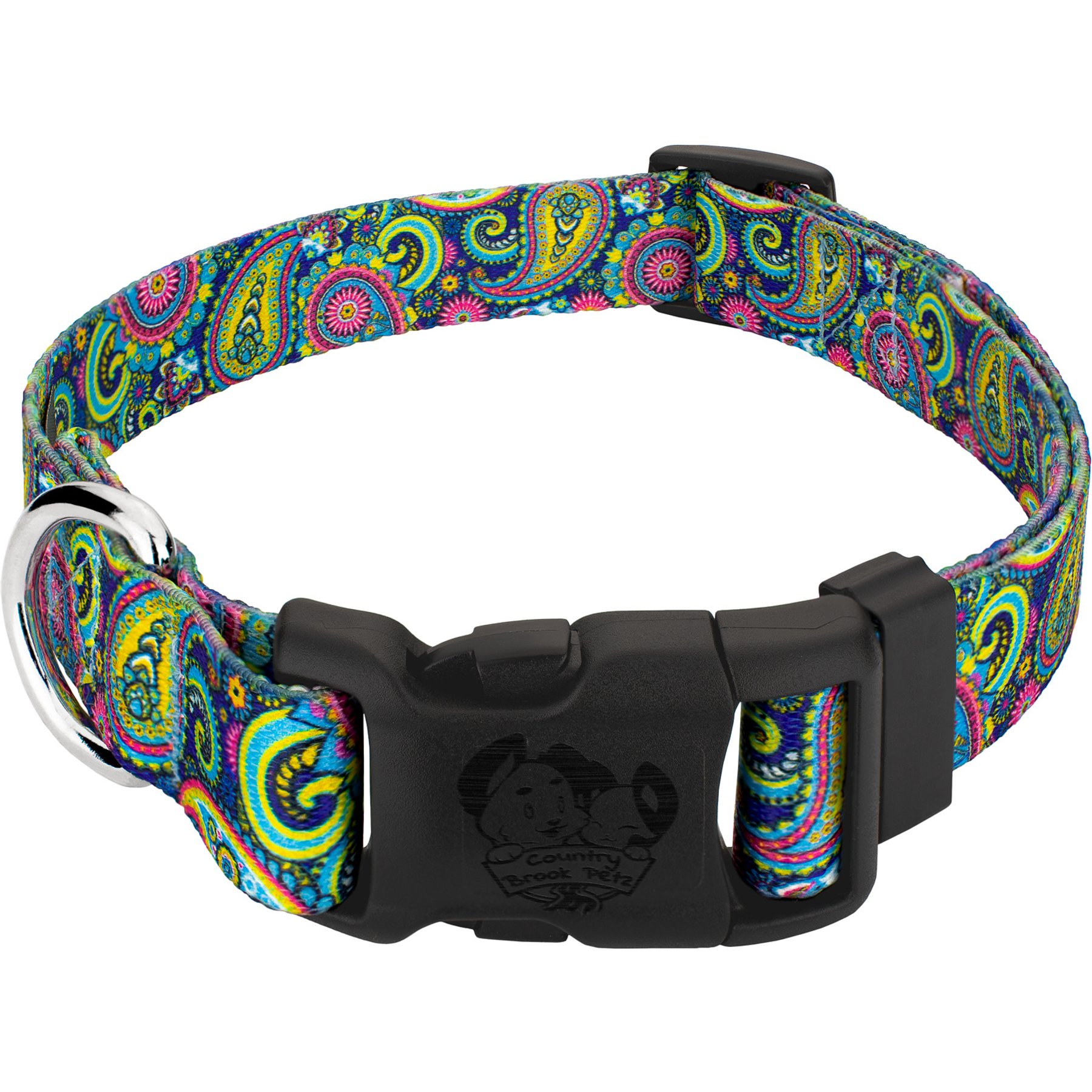 Country Brook Design Deluxe Paisley Dog Collar, Yellow, X-Small