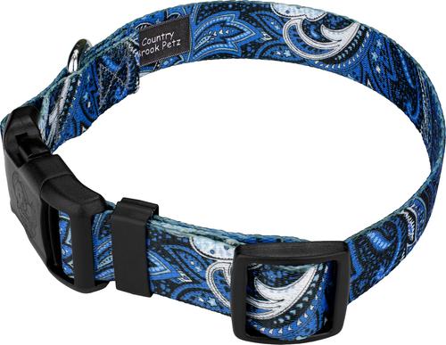 Show full view: Country Brook Design Deluxe Paisley Dog Collar, Blue, Large slide 3 of 5