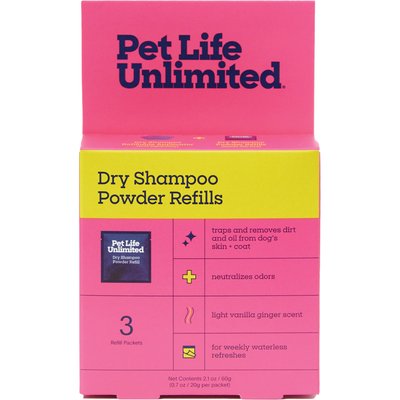 Pet Life Unlimited Pet Life Unlimited Dry Shampoo Powder Refills for Dogs, Vanilla Ginger, 3 count