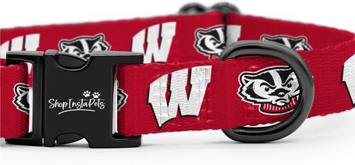 Show full view: ShopInstaPets Wisconsion Badgers Adjustable Dog Collar, Medium: 19-in neck, 3/4-in wide slide 3 of 4