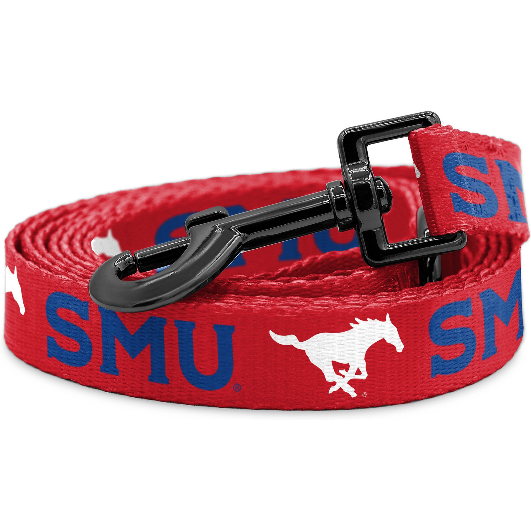 ShopInstaPets NCAA Polyester Dog Leash, 6-ft long, 1-in wide, SMU Mustangs