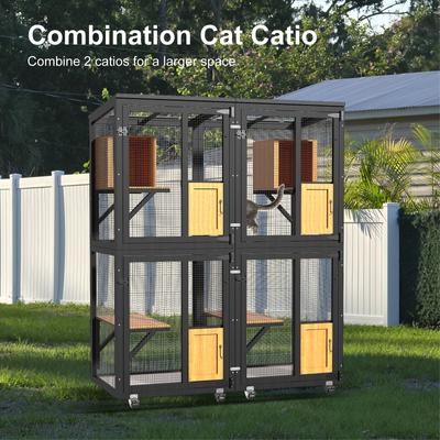 Show full view: TIMHAKA Catio Outdoor Playpen Cat House, Black slide 8 of 9