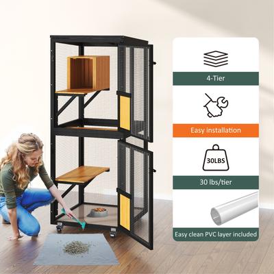 Show full view: TIMHAKA Catio Outdoor Playpen Cat House, Black slide 6 of 9