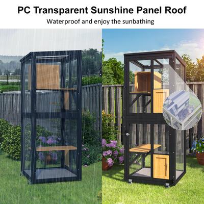 Show full view: TIMHAKA Catio Outdoor Playpen Cat House, Black slide 4 of 9