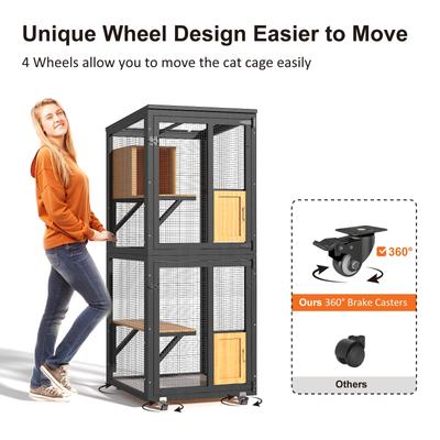 Show full view: TIMHAKA Catio Outdoor Playpen Cat House, Black slide 5 of 9