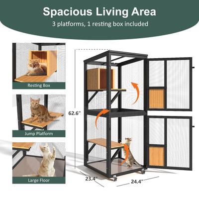 Show full view: TIMHAKA Catio Outdoor Playpen Cat House, Black slide 2 of 9
