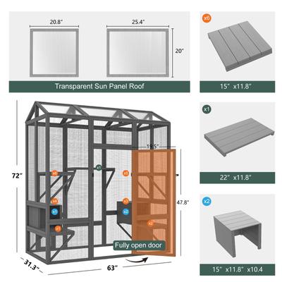 Show full view: TIMHAKA Catio Outdoor Cat Enclosure, Grey slide 6 of 7