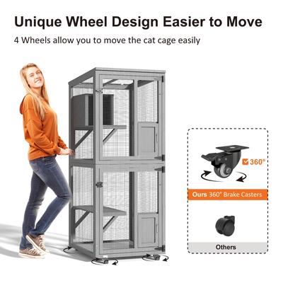 Show full view: TIMHAKA 4 Tier Catio Outdoor Cat House with Wheels, Grey slide 5 of 9