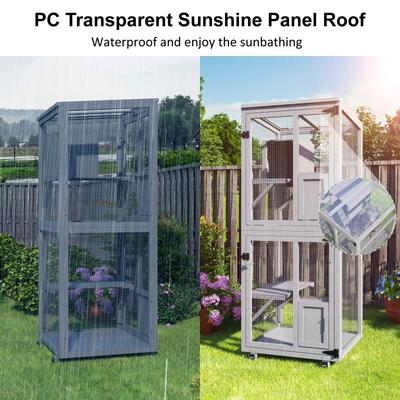 Show full view: TIMHAKA 4 Tier Catio Outdoor Cat House with Wheels, Grey slide 4 of 9