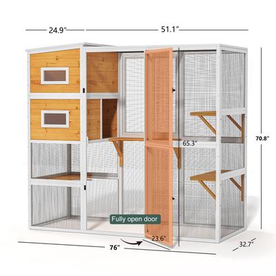 Show full view: TIMHAKA 4 Tier Catio Outdoor Cat House, White/Brown slide 3 of 7