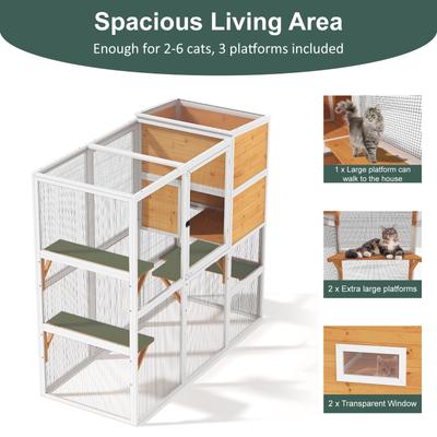 Show full view: TIMHAKA 4 Tier Catio Outdoor Cat House, White/Brown slide 2 of 7