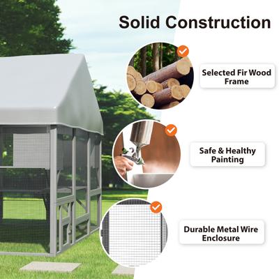 Show full view: TIMHAKA Weatherproof Catio Outdoor Cat House, Grey slide 7 of 8