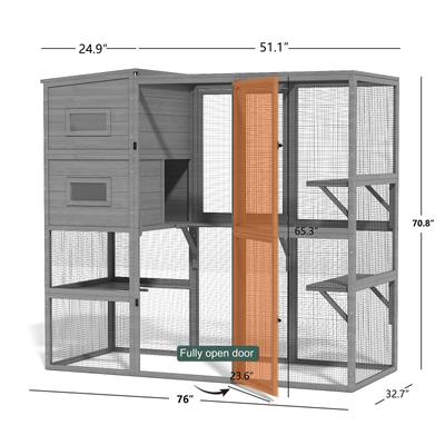 Show full view: TIMHAKA 4 Tier Catio Outdoor Cat House, Grey slide 3 of 7