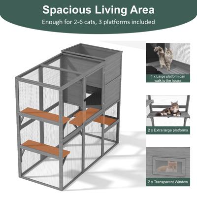 Show full view: TIMHAKA 4 Tier Catio Outdoor Cat House, Grey slide 2 of 7