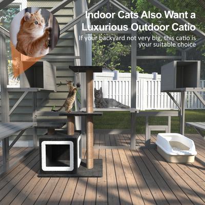 Show full view: TIMHAKA Weatherproof Catio Outdoor Cat House, Grey slide 6 of 8
