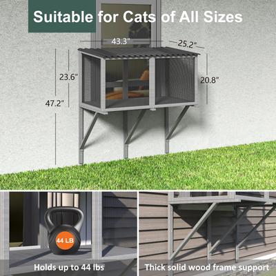 Show full view: TIMHAKA Mosquito Proof Cat Window Perch, Grey slide 3 of 7