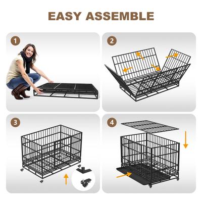 Show full view: TIMHAKA Heavy Duty Dog Crate, Black, 48 inch slide 7 of 8