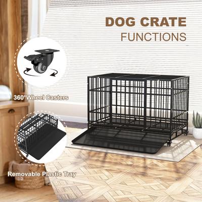 Show full view: TIMHAKA Heavy Duty Dog Crate, Black, 48 inch slide 5 of 8