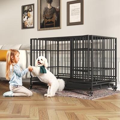 Show full view: TIMHAKA Heavy Duty Dog Crate, Black, 48 inch slide 3 of 8