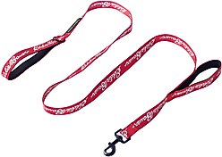 Eddie Bauer Flat Reflective Dog Leash with Assist Handle, 6-ft long, 1-in wide, Red