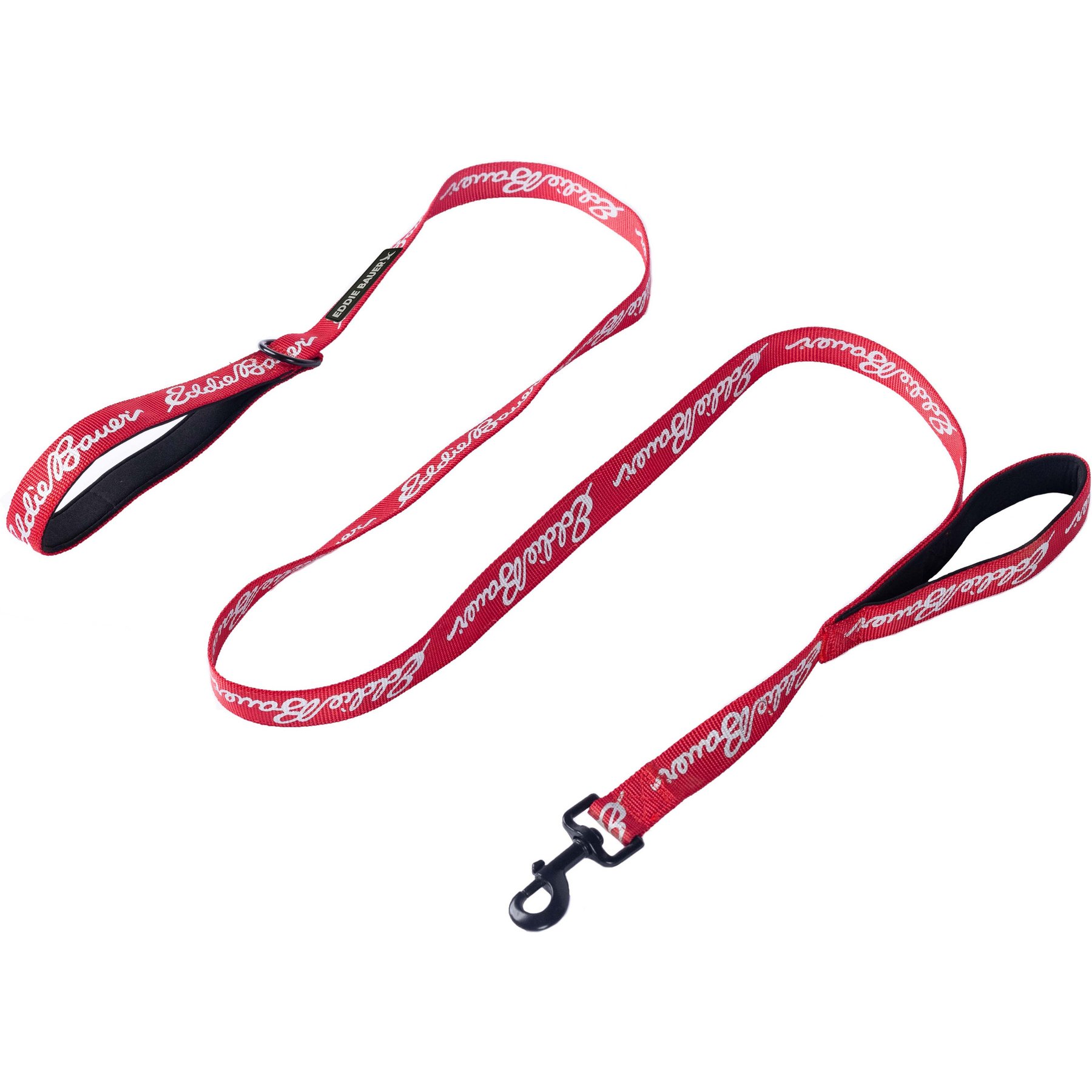 Eddie Bauer Flat Reflective Dog Leash with Assist Handle, 6-ft long, 1-in wide, Red