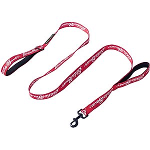 Eddie Bauer Flat Reflective Dog Leash with Assist Handle, 6-ft long, 1-in wide, Red