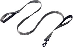Eddie Bauer Flat Reflective Dog Leash with Assist Handle, 6-ft long, 1-in wide, Grey