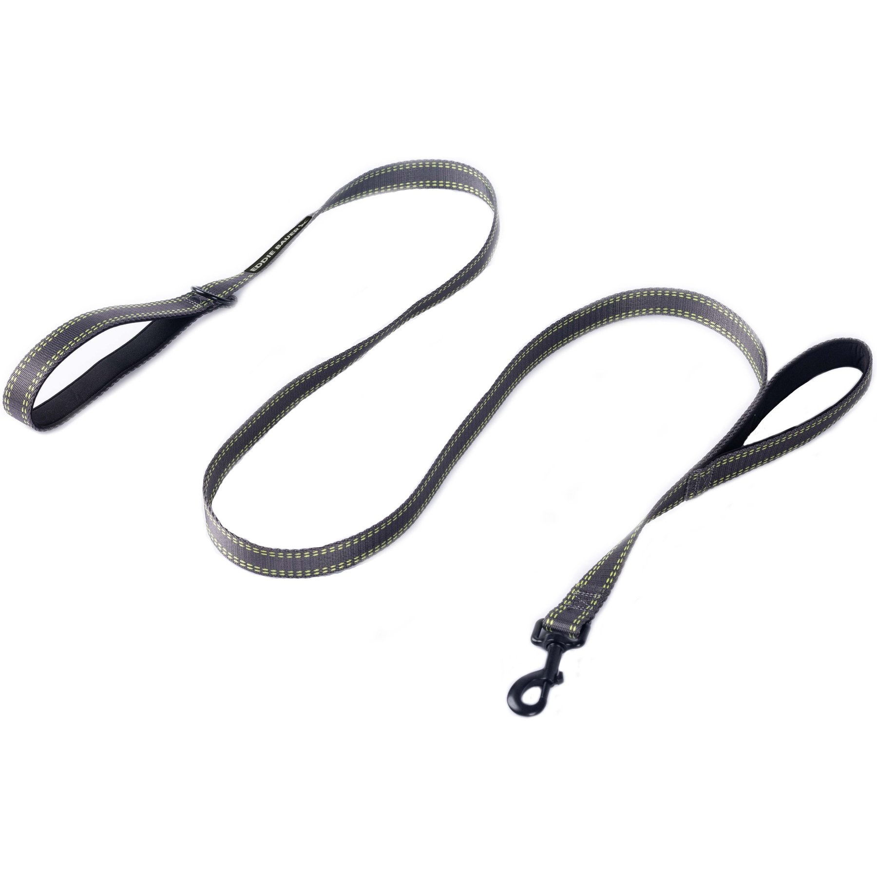 Eddie Bauer Flat Reflective Dog Leash with Assist Handle, 6-ft long, 1-in wide, Grey