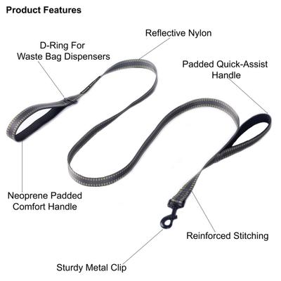 Show full view: Eddie Bauer Flat Reflective Dog Leash with Assist Handle, 6-ft long, 1-in wide, Grey slide 3 of 4