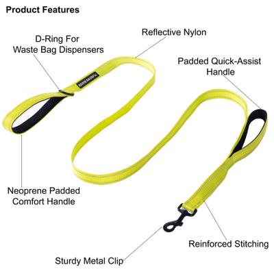 Show full view: Eddie Bauer Flat Reflective Dog Leash with Assist Handle, 6-ft long, 1-in wide, Green slide 2 of 3