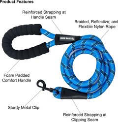 Eddie Bauer Round Braided Rope Dog Leash with Foam Handle, 6-ft long, 1/2-in wide, Light Blue slide 2 of 2