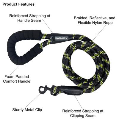 Show full view: Eddie Bauer Round Braided Rope Dog Leash with Foam Handle, 6-ft long, 1/2-in wide, Black slide 2 of 2