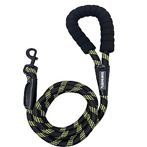 Eddie Bauer Round Braided Rope Dog Leash with Foam Handle, 6-ft long, 1/2-in wide, Black