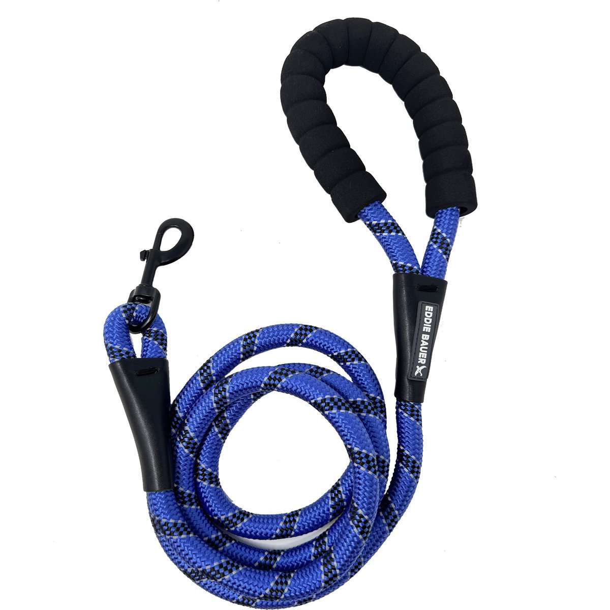 Eddie Bauer Round Braided Rope Dog Leash with Foam Handle, 6-ft long, 1/2-in wide, Blue