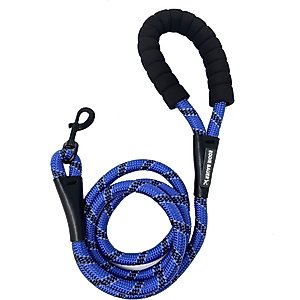 Eddie Bauer Round Braided Rope Dog Leash with Foam Handle, 6-ft long, 1/2-in wide, Blue