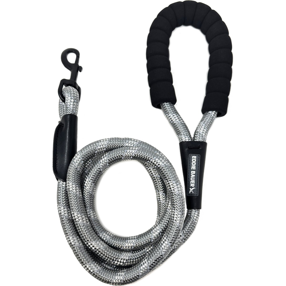Eddie Bauer Round Braided Rope Dog Leash with Foam Handle, 6-ft long, 1/2-in wide, White