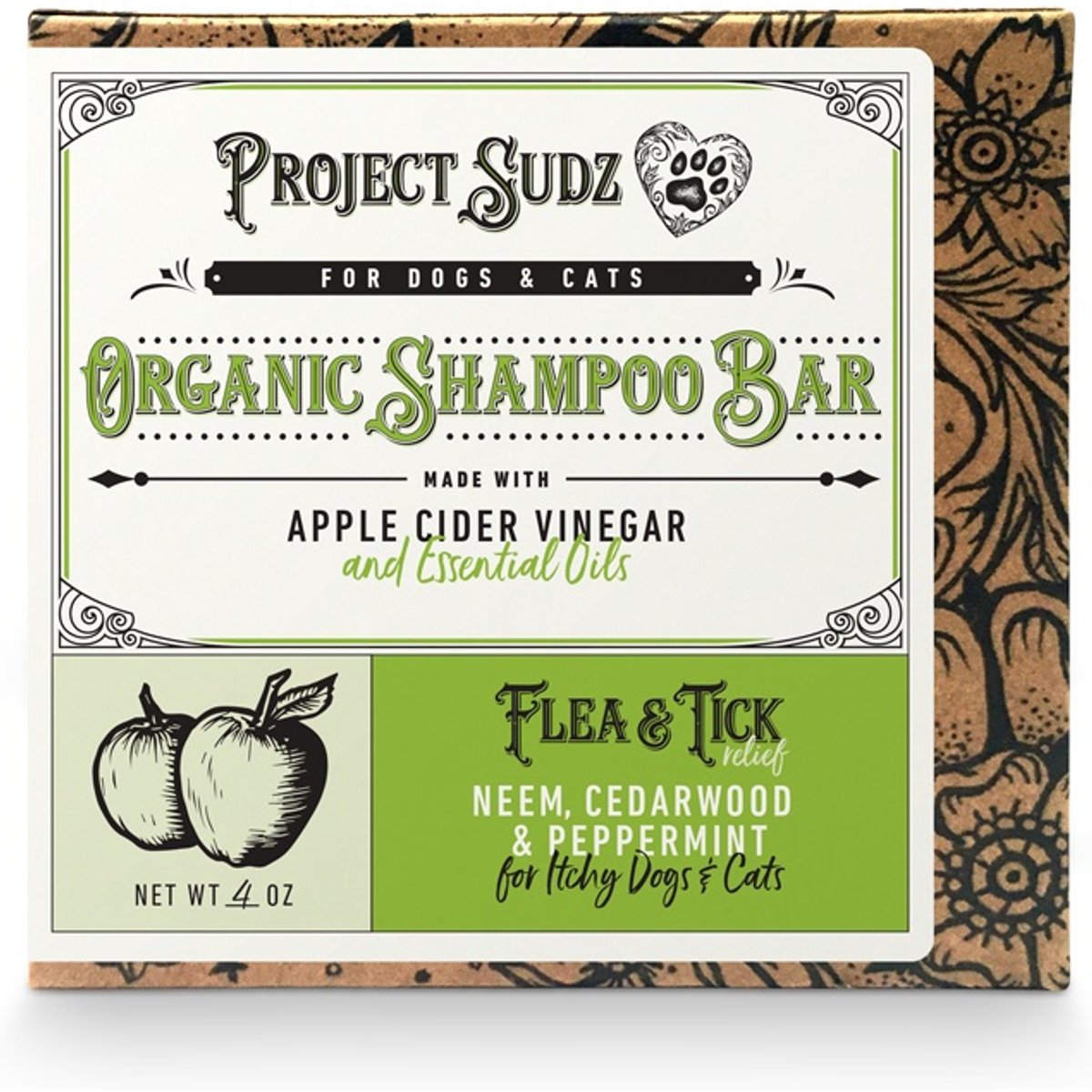 Project Sudz Flea & Tick Relief Shampoo Bar for Dogs, 4-oz box
