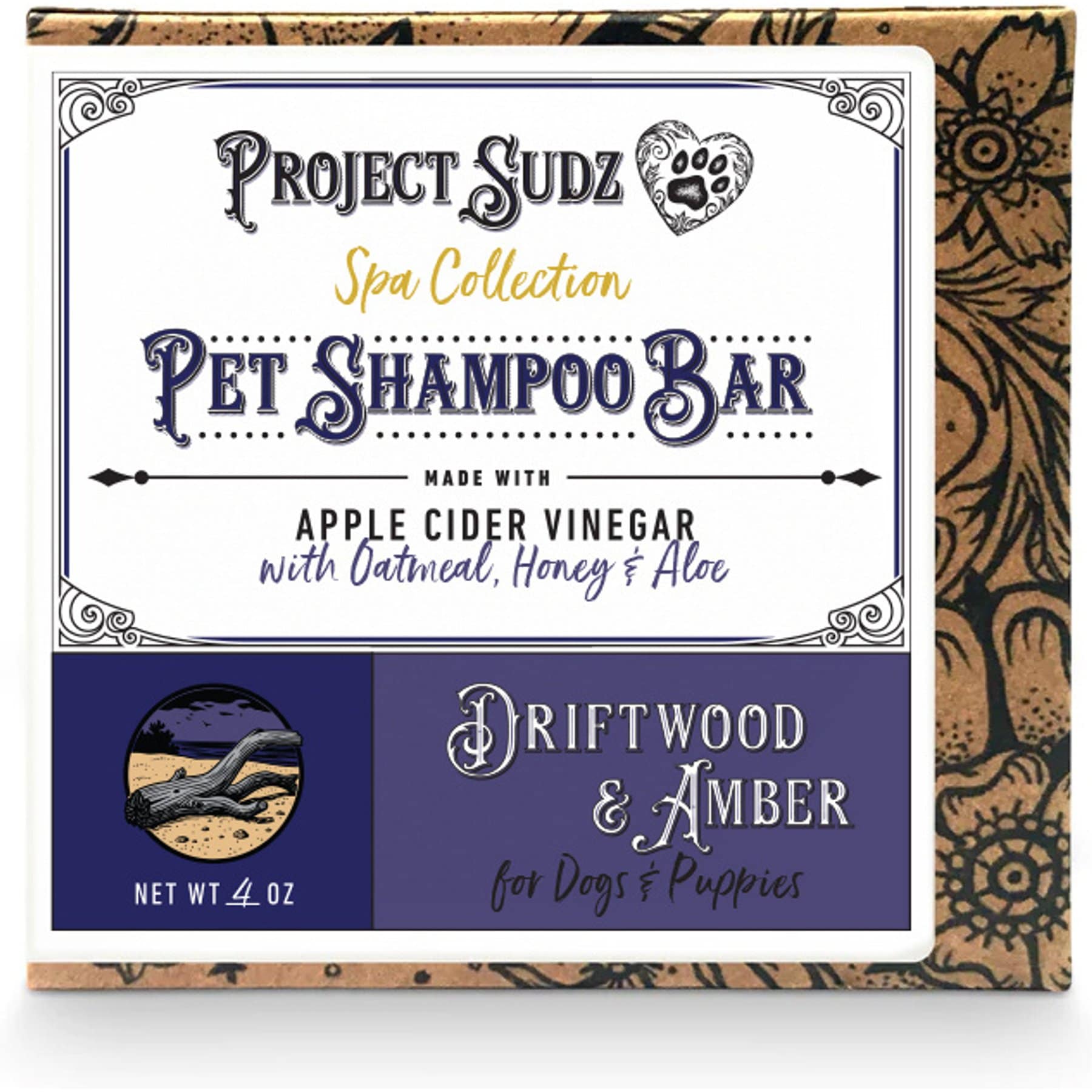 Project Sudz Spa Collection Driftwood & Amber Dog Shampoo Bar, 4-oz box