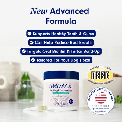 Show full view: PetLab Co. ProBright Advanced Chicken Flavored Powder Dental Supplement for Dogs, Medium Dogs: 2.12-oz jar slide 7 of 11