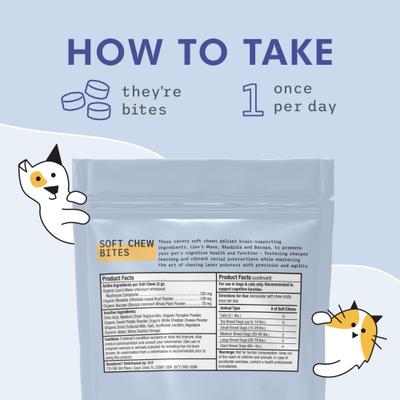Show full view: Bark and Whiskers Brain Boost Bites Supplement for Dogs & Cats, 6.34-oz bag slide 4 of 7