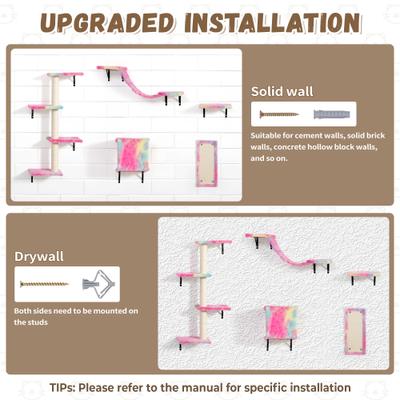 Show full view: Coziwow Wall Mounted Cat Wall Shelves, Set of 5, Pink slide 5 of 7