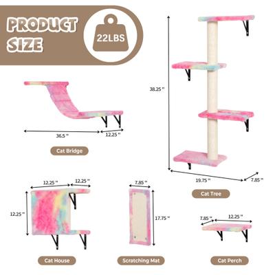 Show full view: Coziwow Wall Mounted Cat Wall Shelves, Set of 5, Pink slide 3 of 7