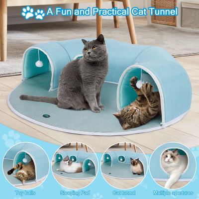 Show full view: Ownpets Cooling Cat Tunnel Bed, Blue slide 3 of 10