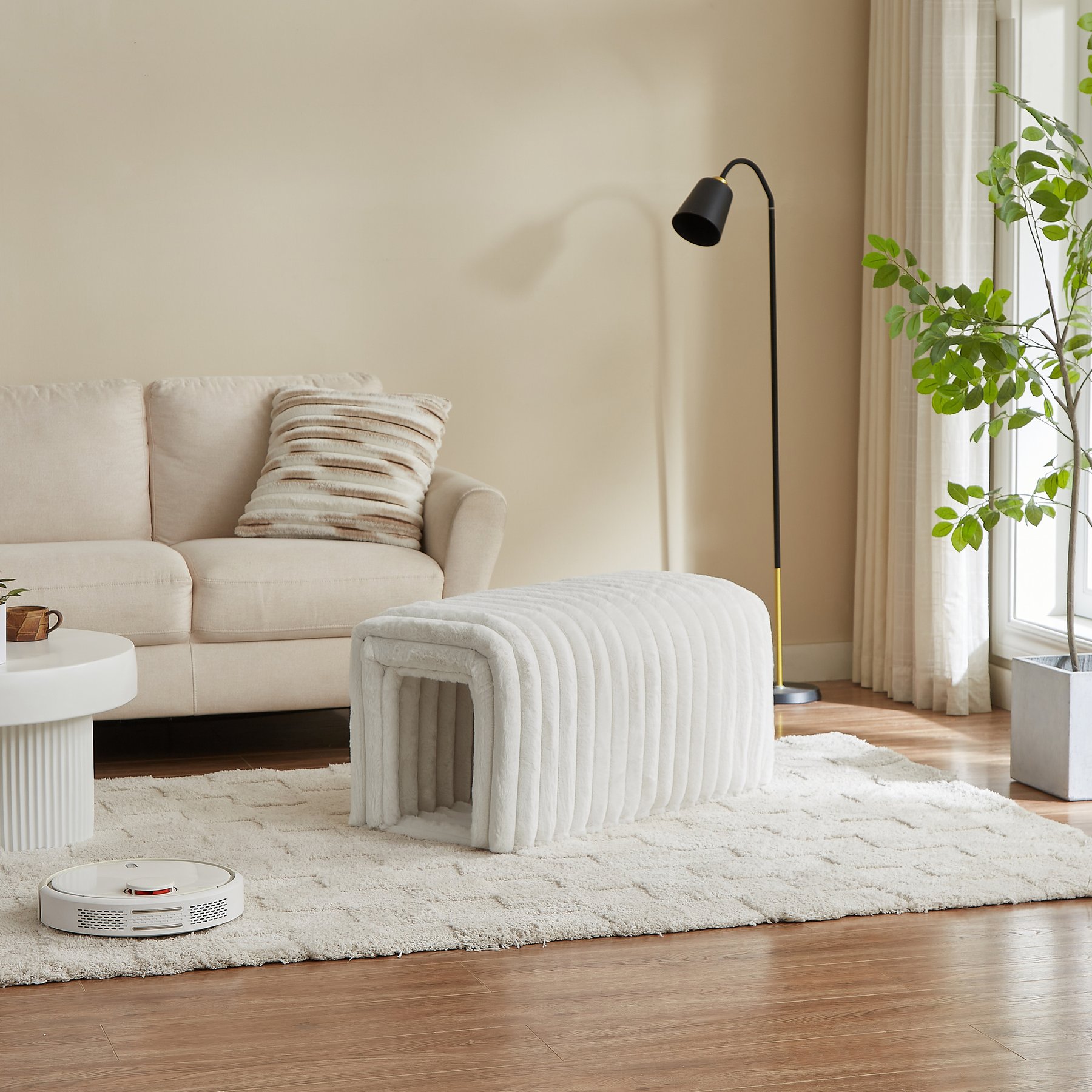 Cesicia Storage Bench Cat House, Beige